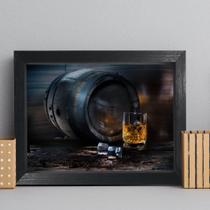 Quadro Decorativo Bebida Bar Whisky 33x43cm Moldura Preta