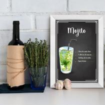 Quadro Decorativo Bebida Mojito 22x32 com Moldura Branca Quadro Decorativo Bebida Mojito 22x32 com Moldura Branca