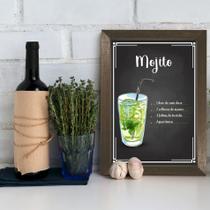 Quadro Decorativo Bebida Mojito 22x32 com Moldura Marrom Quadro Decorativo Bebida Mojito 22x32 com Moldura Marrom
