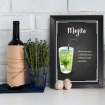 Quadro Decorativo Bebida Mojito 33x43 com Moldura Preta