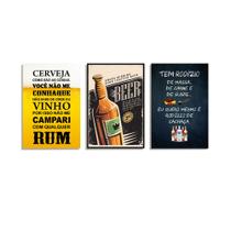 Quadro Decorativo Bebidas Cerveja Churrasco Kits 3 Uni 005