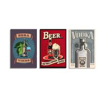 Quadro Decorativo Bebidas Cerveja Churrasco Kits 3 Uni 034