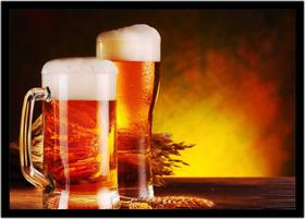 Quadro Decorativo Bebidas Chope Cervejas Choperias Pub Bares Lanchonetes Com Moldura RC005