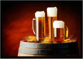 Quadro Decorativo Bebidas Chope Cervejas Choperias Pub Bares Lanchonetes Com Moldura RC047