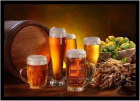 Quadro Decorativo Bebidas Chope Cervejas Choperias Pub Bares Lanchonetes Com Moldura RC057