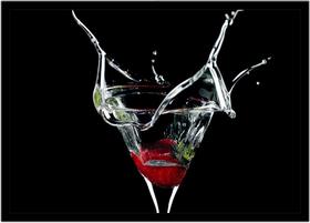 Quadro Decorativo Bebidas Drink Coquetel Taça Pub Bares Lanchonetes Com Moldura RC024