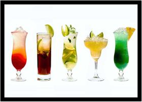 Quadro Decorativo Bebidas Drink Coquetel Taça Pub Bares Lanchonetes Com Moldura RC028