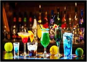 Quadro Decorativo Bebidas Drink Coquetel Taça Pub Bares Lanchonetes Com Moldura RC029