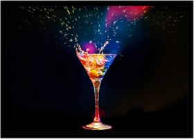 Quadro Decorativo Bebidas Drink Coquetel Taça Pub Bares Lanchonetes Com Moldura RC036