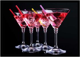 Quadro Decorativo Bebidas Drink Coquetel Taça Pub Bares Lanchonetes Com Moldura RC065