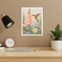 Quadro Decorativo Beija-Flor Cores Suaves 45X34Cm