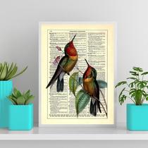 Quadro Decorativo Beija Flores 33X24Cm Moldura Preta Vidro Quadro Decorativo Beija Flores 33X24Cm Moldura Preta Vidro