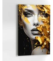 Quadro Decorativo Beleza Mulher Rosto Dourado Tecido Canvas Quadro Decorativo Beleza Mulher Rosto Dourado Tecido Canvas