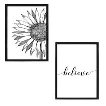 Quadro Decorativo Believe Com Vidro 24X18Cm 2 Peças