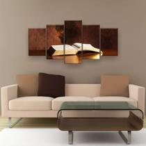 Quadro Decorativo Bíblia Jesus Cristo 5pc 129x61 Sala Quarto
