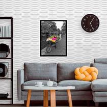 Quadro Decorativo Bicicleta Com Flores Coloridas