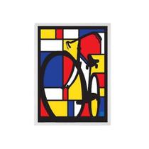 Quadro Decorativo Bicicleta Mondrian 45X34 C/Vidro - Preta