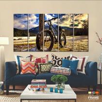 Quadro Decorativo Bicicleta Retrô 5 peças 140x65 Quadro Decorativo Bicicleta Retrô 5 peças 140x65