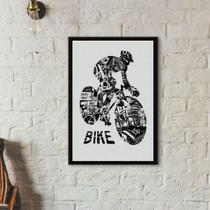 Quadro Decorativo Bike Art Moldura Branca 24X18Cm