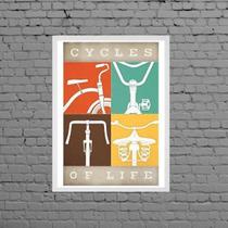 Quadro Decorativo Bike Cycles Of Life 33x24cm - com vidro Quadro Decorativo Bike Cycles Of Life 33x24cm - com vidro