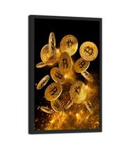 Quadro Decorativo Bitcoin Moeda Dourada Dinheiro Finança Quarto Sala 30x40cm - Clic Store