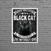 Quadro Decorativo Black Cat 24x18cm - com vidro