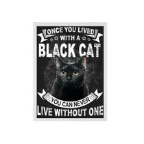 Quadro Decorativo Black Cat 45X34Cm Com Vidro Madeira Preta