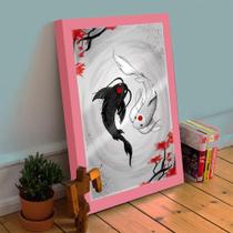 Quadro decorativo Black Japan Yin Yang Carpa 33x25 C/ Vidro Quadro decorativo Black Japan Yin Yang Carpa 33x25 C/ Vidro