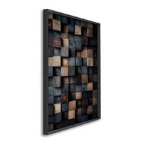 Quadro Decorativo Blocos Tons Terrosos Modelo Contemporâneo com 1 Tela Cm ou Cm de Parede para Quart Preto