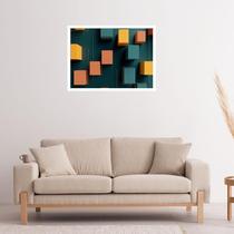 Quadro Decorativo Blocos Verde Amarelo Geométrico - 50x70cm
