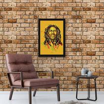 Quadro Decorativo Bob Marley Amarelo 45x34cm