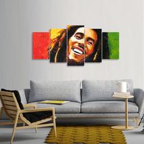 Quadro decorativo Bob Marley Música Mosaico 5 Peças - Quadros Descolados