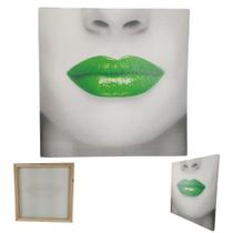 Quadro Decorativo Boca Batom Verde Labio Textura Moldura 40x40 Decoraçao Sala Quarto Recepçao Consultorio Enfeite Quadro Decorativo Boca Batom Verde Labio Textura Moldura 40x40 Decoraçao Sala Quarto Recepçao Consultorio Enfeite