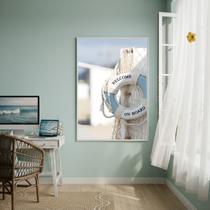 Quadro Decorativo Boia SalvaVidas BemVindo-70x50cm Cor:Moldura Branca