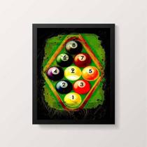 Quadro Decorativo Bolas De Sinuca 45x34cm - com vidro
