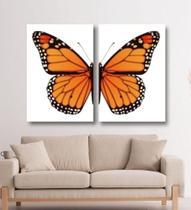 Quadro Decorativo Borboleta Asas Laranja Para Quarto Sala Kit 2 peças 40x60 Grande
