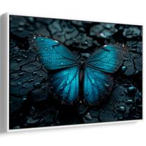 Quadro decorativo Borboleta Azul em Contraste Vibrante - Art Canvas