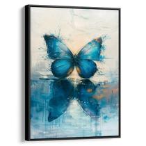 Quadro decorativo Borboleta Azul em Tons de Ouro - Art Canvas