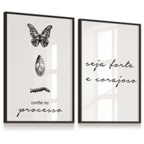 Quadro Decorativo Borboleta Casulo Fases Frase 33x43 cada