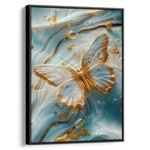 Quadro decorativo Borboleta Dourada nas Ondas Celestiais - Art Canvas