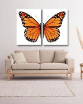 Quadro Decorativo Borboleta Laranja Asas Para Quarto Sala Kit 2 peças 20x30cm