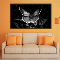 Quadro Decorativo Borboleta Preto e Branco Decorações Salas Com Moldura TT06