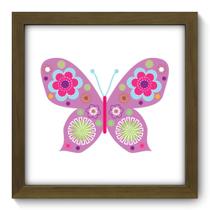 Quadro Decorativo - Borboleta Rosa Carmim - 22cm x 22cm - 031qdim