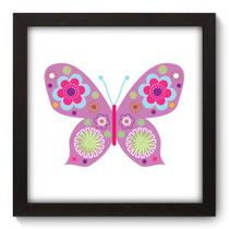 Quadro Decorativo - Borboleta Rosa Carmim - 22cm x 22cm - 031qdip