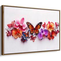 Quadro decorativo Borboletas Dançando Entre Orquídeas Vibrantes - Art Canvas