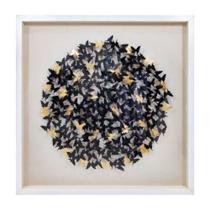 Quadro Decorativo Borboletas em Circulos Detalhes Dourado Quadro Decorativo Borboletas em Circulos Detalhes Dourado