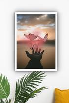Quadro Decorativo Borboletas Mágicas Rosa - 70x50cm