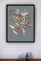 Quadro Decorativo Borboletas Ramo de Flor - 70x50cm Quadro Decorativo Borboletas Ramo de Flor - 70x50cm