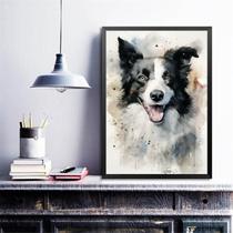 Quadro Decorativo Border Colie Aquarela 45x34cm - com vidro