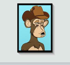 Quadro Decorativo Bored Ape NFT de Macaco Cripto com Moldura E Acetato Tamanho A3